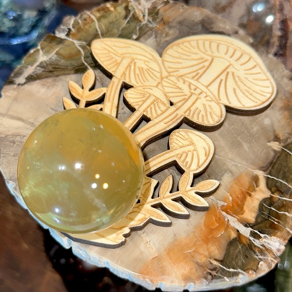 🔥SALE🔥 Honey Calcite Crystal Sphere With Flash On A Mushroom Stand!